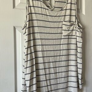Market & Spruce Striped Tank Top 3X Rayon Spandex Pocket